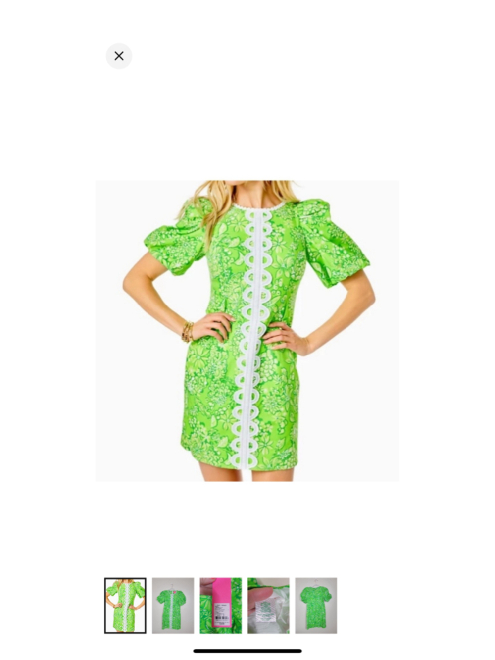 Lilly Pulitzer Alyce Elbow Sleeve Stretch Cotton Shift Dress Limeade-NWT-size 6